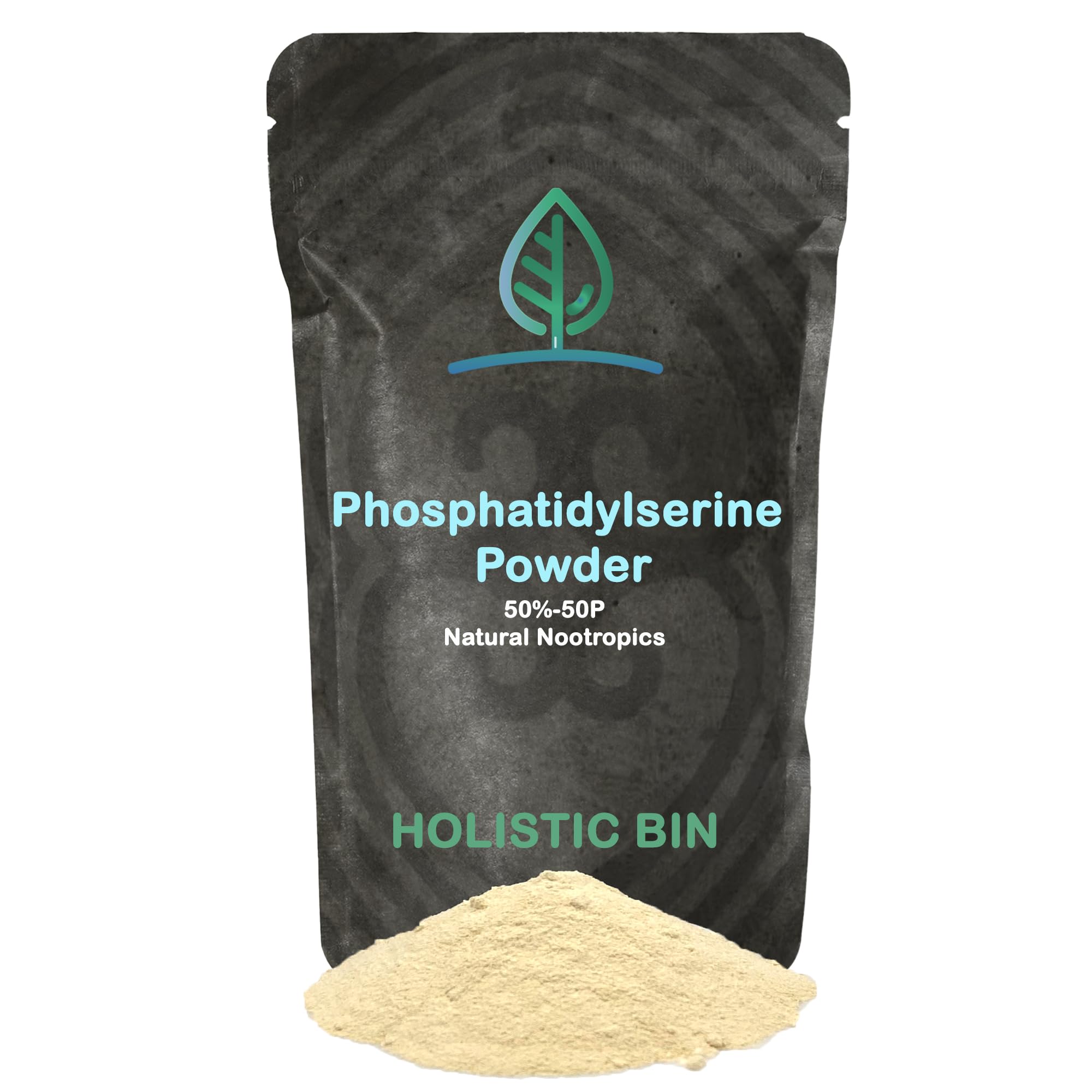Front view of Holistic Bin Phosphatidylserine powder bottle