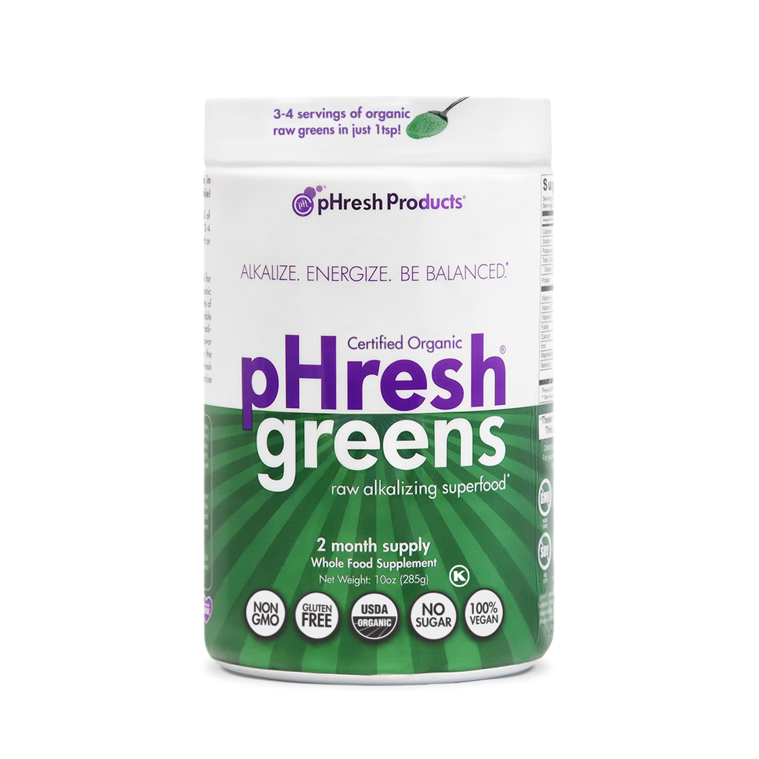 pHresh Greens powder jar (front view)