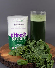 Close-up of organic greens and natural enzymes in the formula
