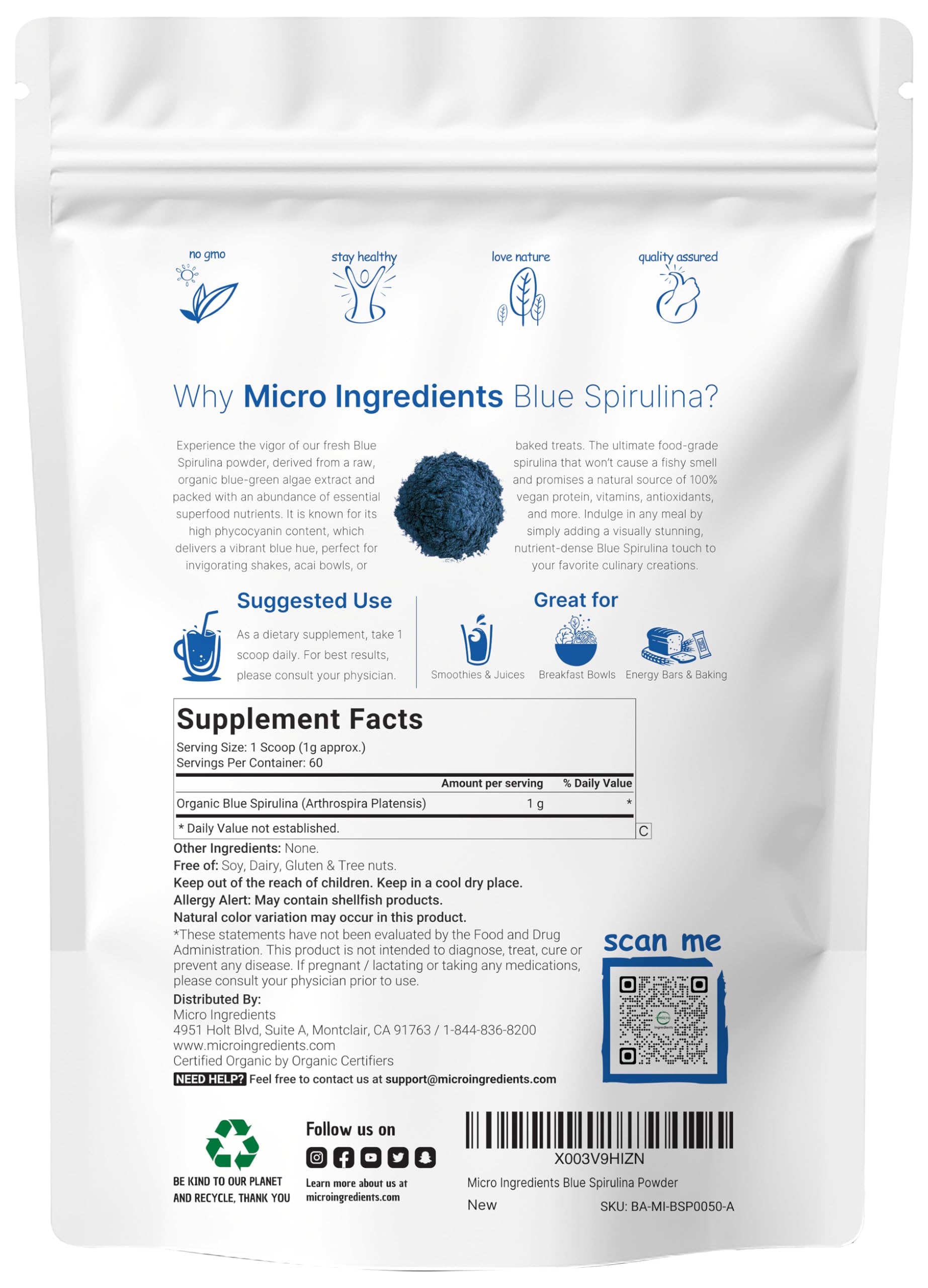 Close-up of phycocyanin extract blue spirulina powder