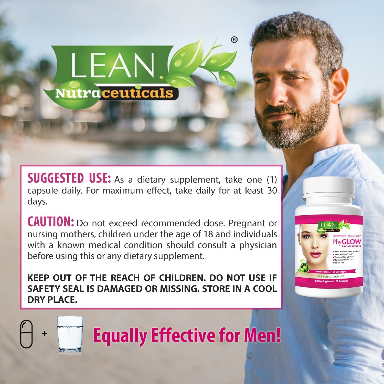 Packaging close-up of Lean Nutra PhyGlow bottle