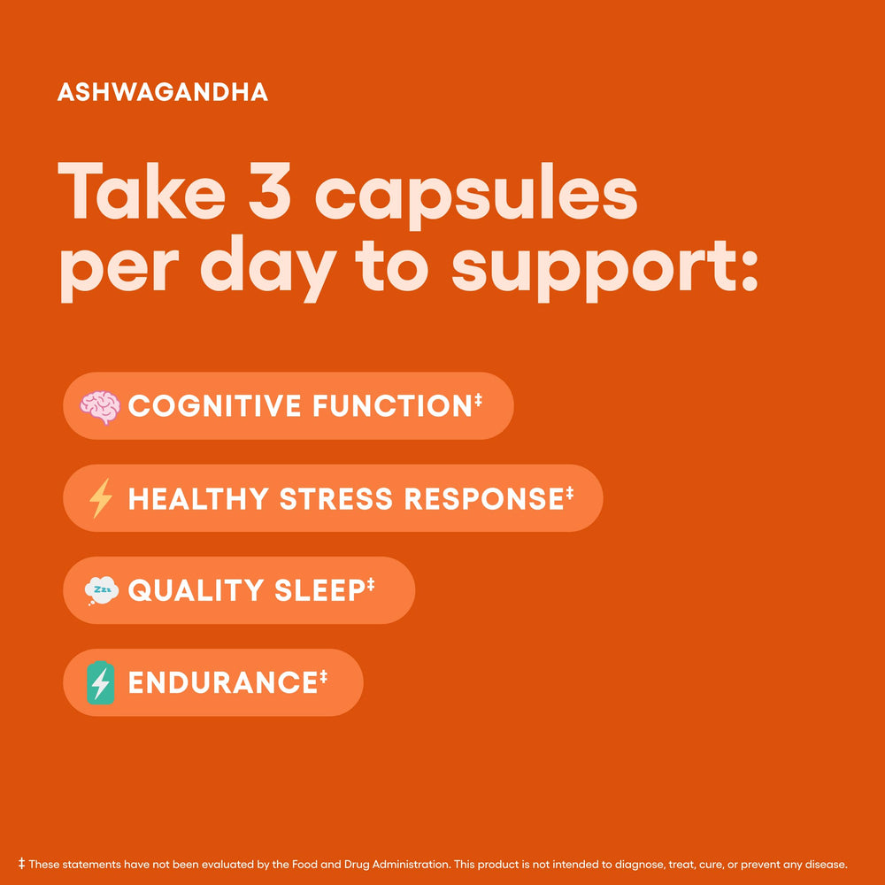 90 vegetarian capsules bottle label for Ashwagandha supplement