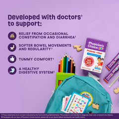 Close-up of individual probiotic-prebiotic packets for kids