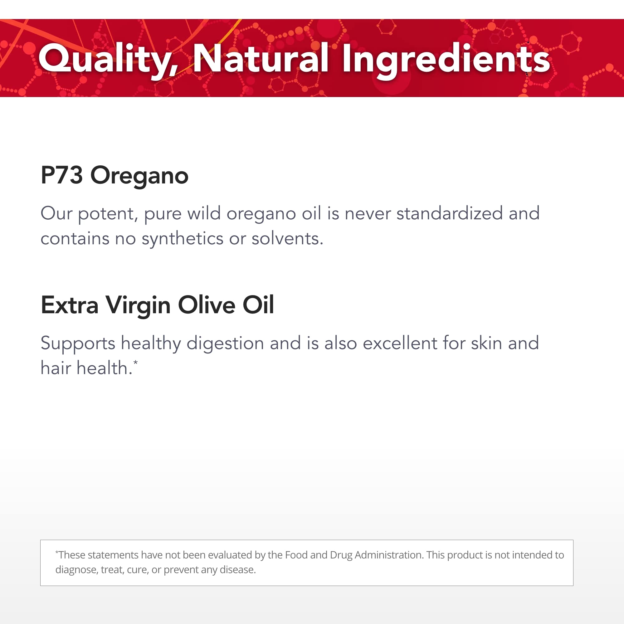 Close-up of OregaWild Extra Strength 30ml label showing P73 oregano oil