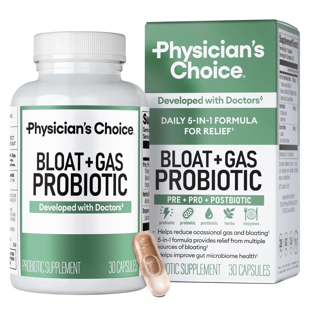 Physician's Choice Bloat & Gas Probiotic bottle front