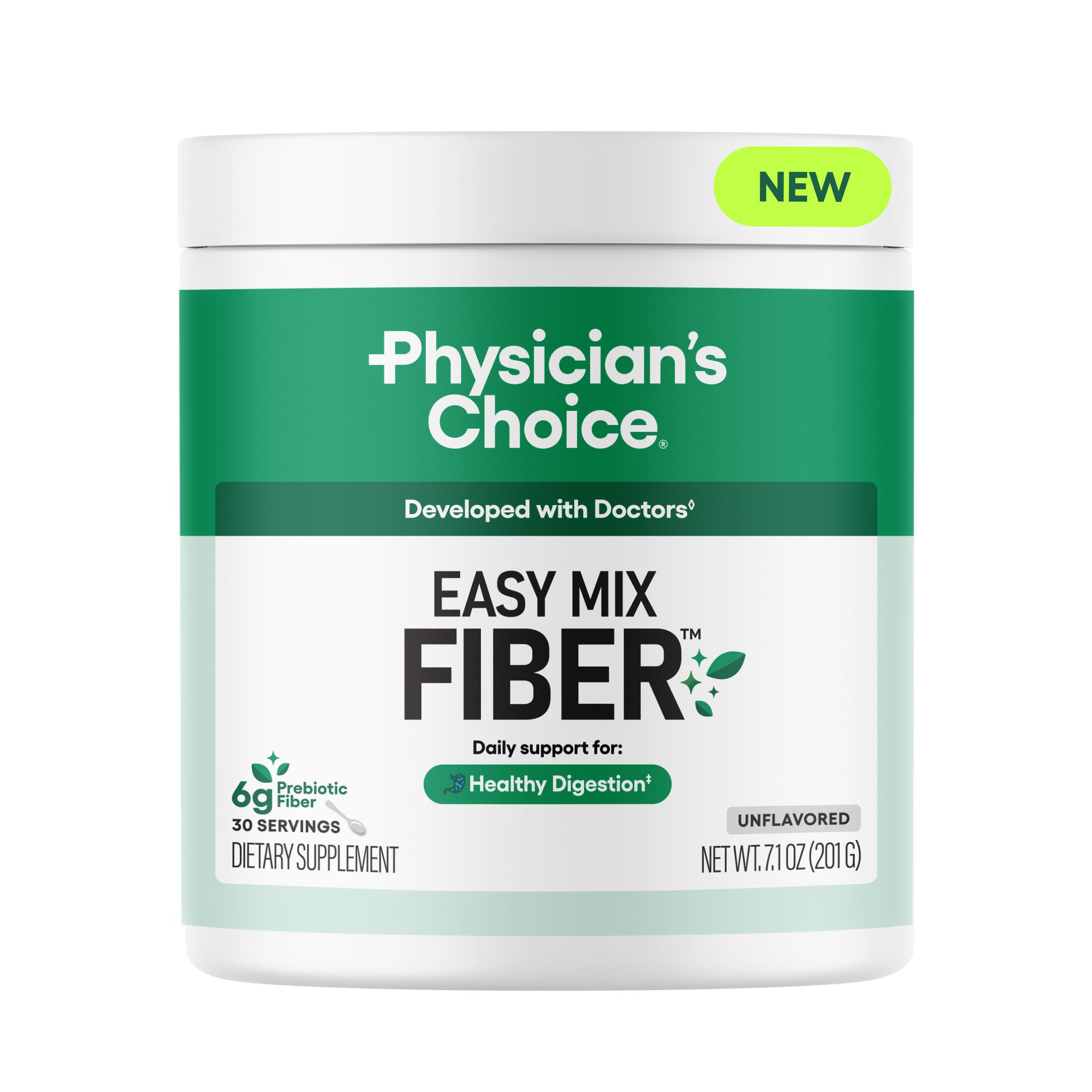 Canister of Physician’s Choice Easy Mix Fiber with scoop
