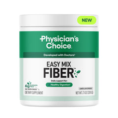 Canister of Physician’s Choice Easy Mix Fiber with scoop