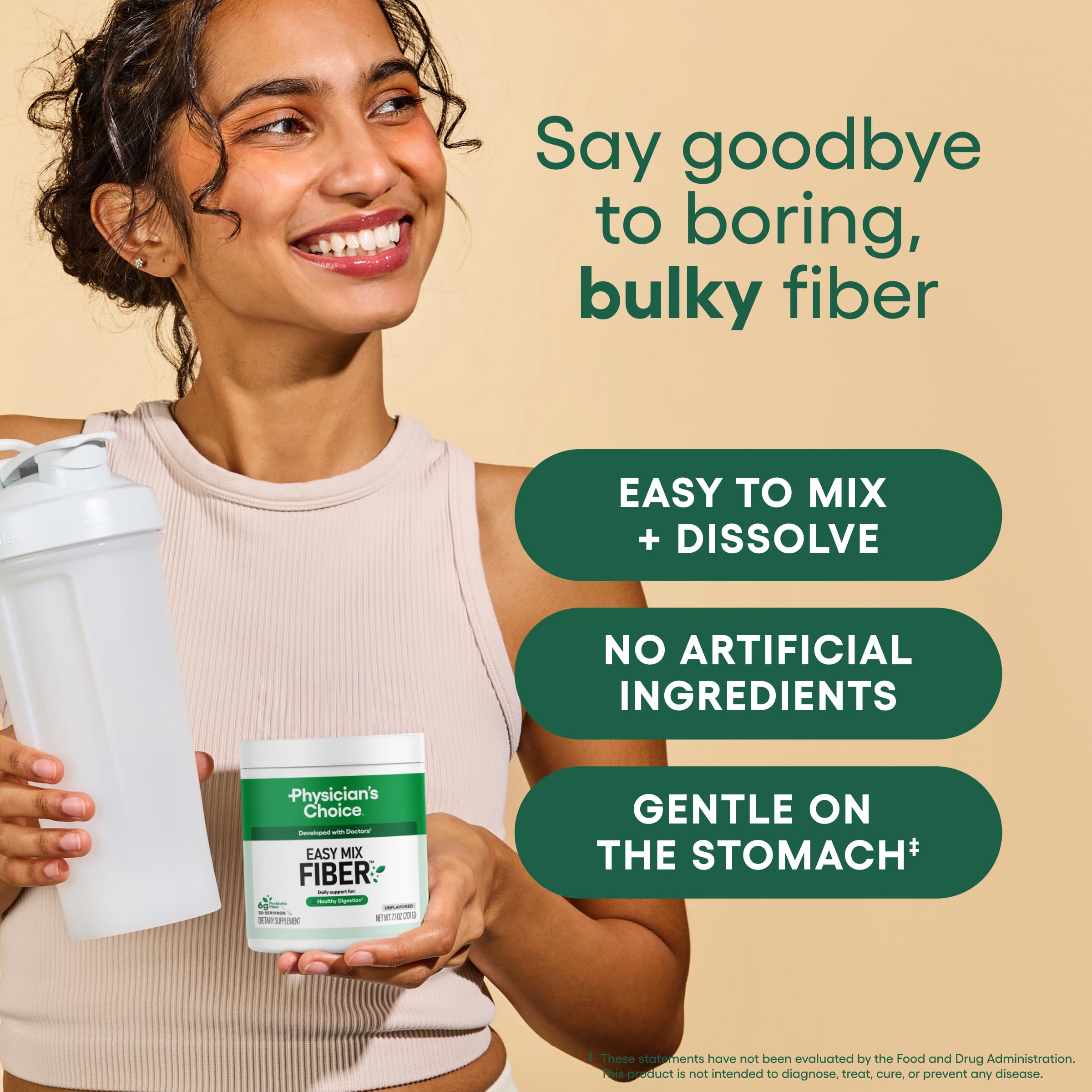 Fiber powder dissolving smoothly in a hot or cold beverage