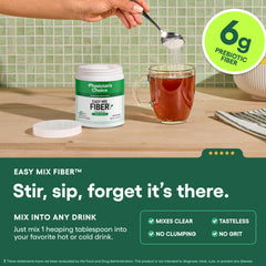 Unflavored sugar-free fiber powder mixing smoothly in liquid