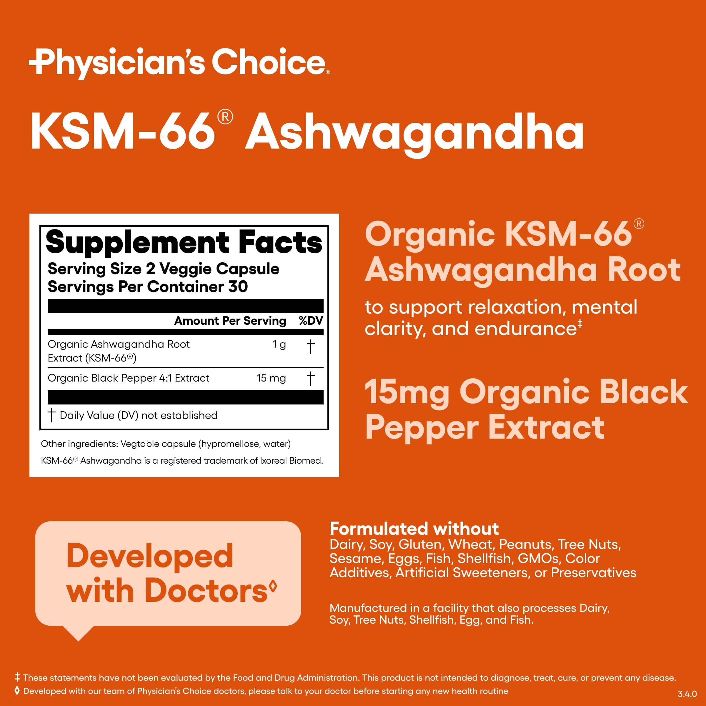 Physician's CHOICE KSM-66 daily-use supplement being poured