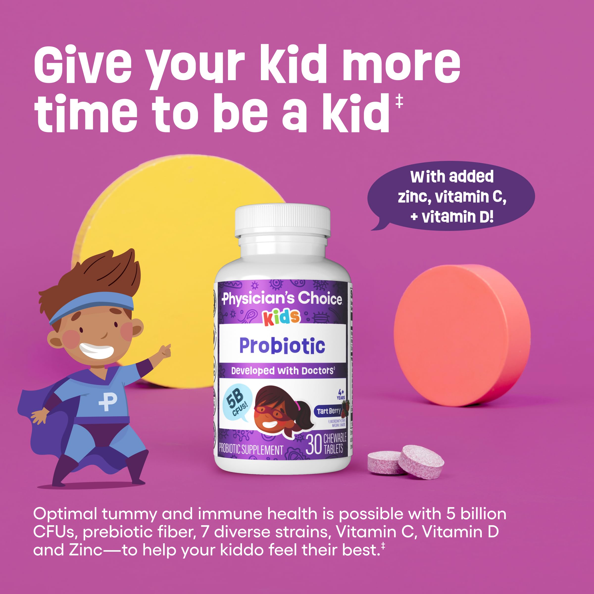 Ingredients include vitamins, minerals and organic prebiotics