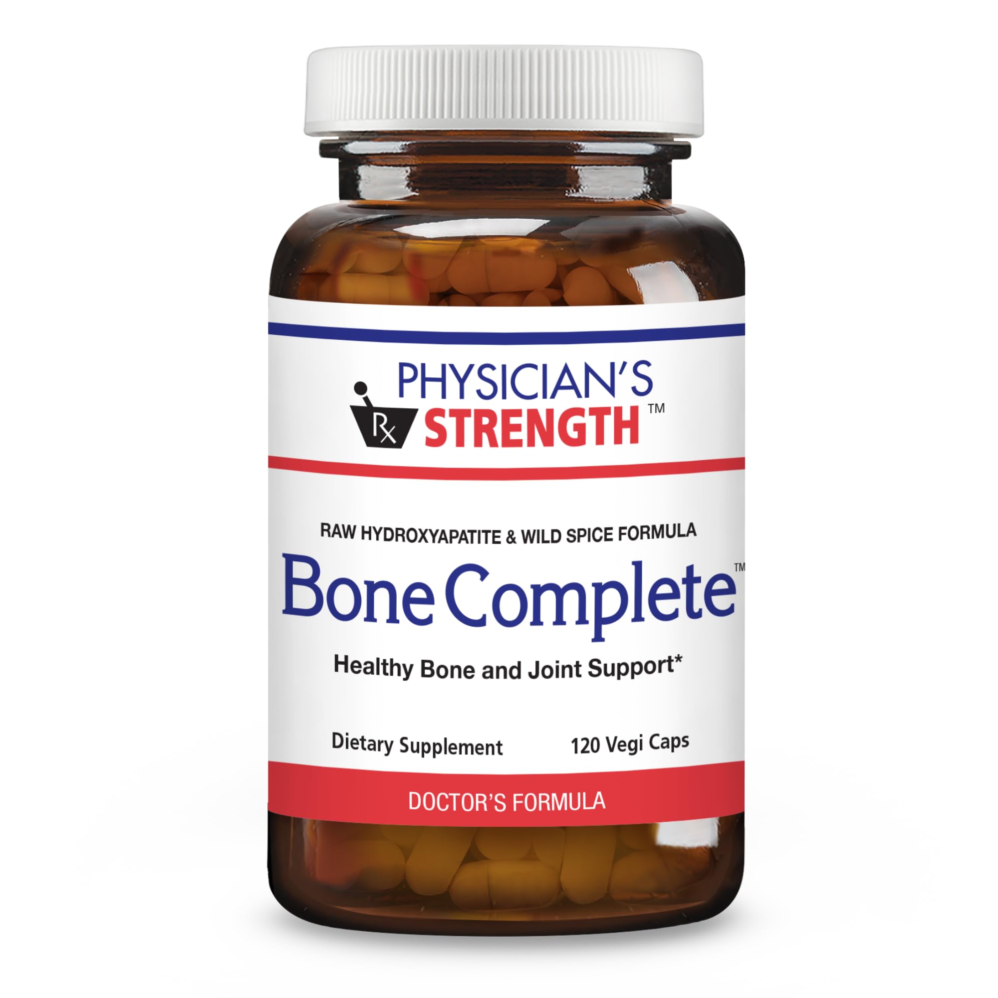 Front view of Physician's Strength Bone Complete bottle with 120 Vegi Capsules