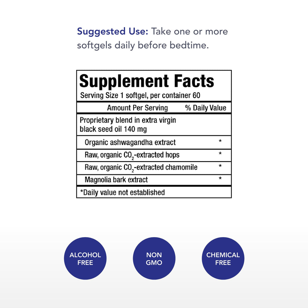 Close-up of Restful Sleep softgels bottle