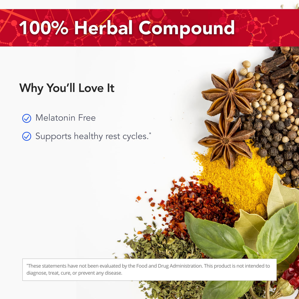 Herbal ingredients displayed for Restful Sleep