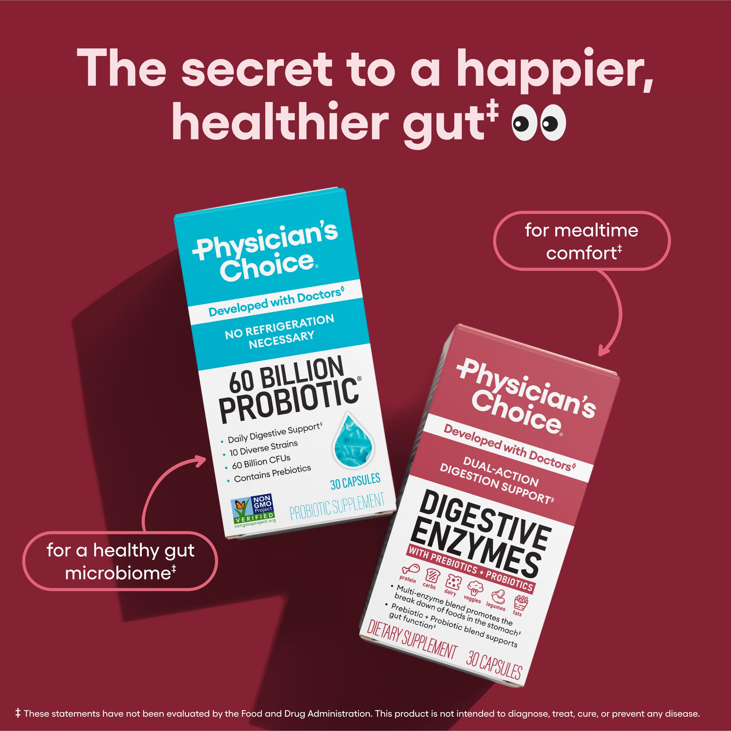 Gut health concept showing probiotics and digestion