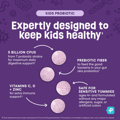 Berry-flavored chewable tablet designed for children