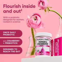 Back label with supplement facts for Physician's CHOICE Women Probiotics