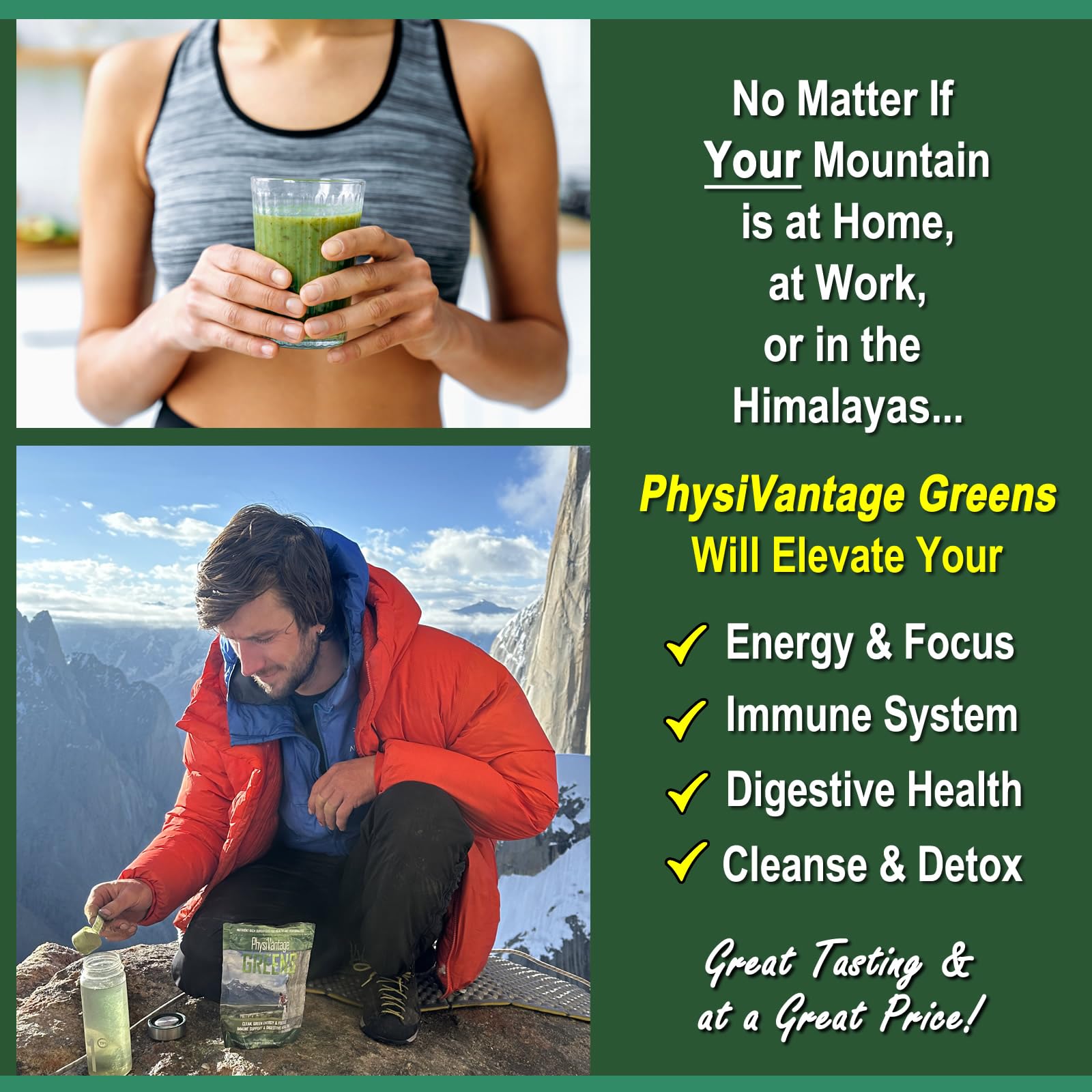 Graphic of 15 certified organic greens and whole food ingredients