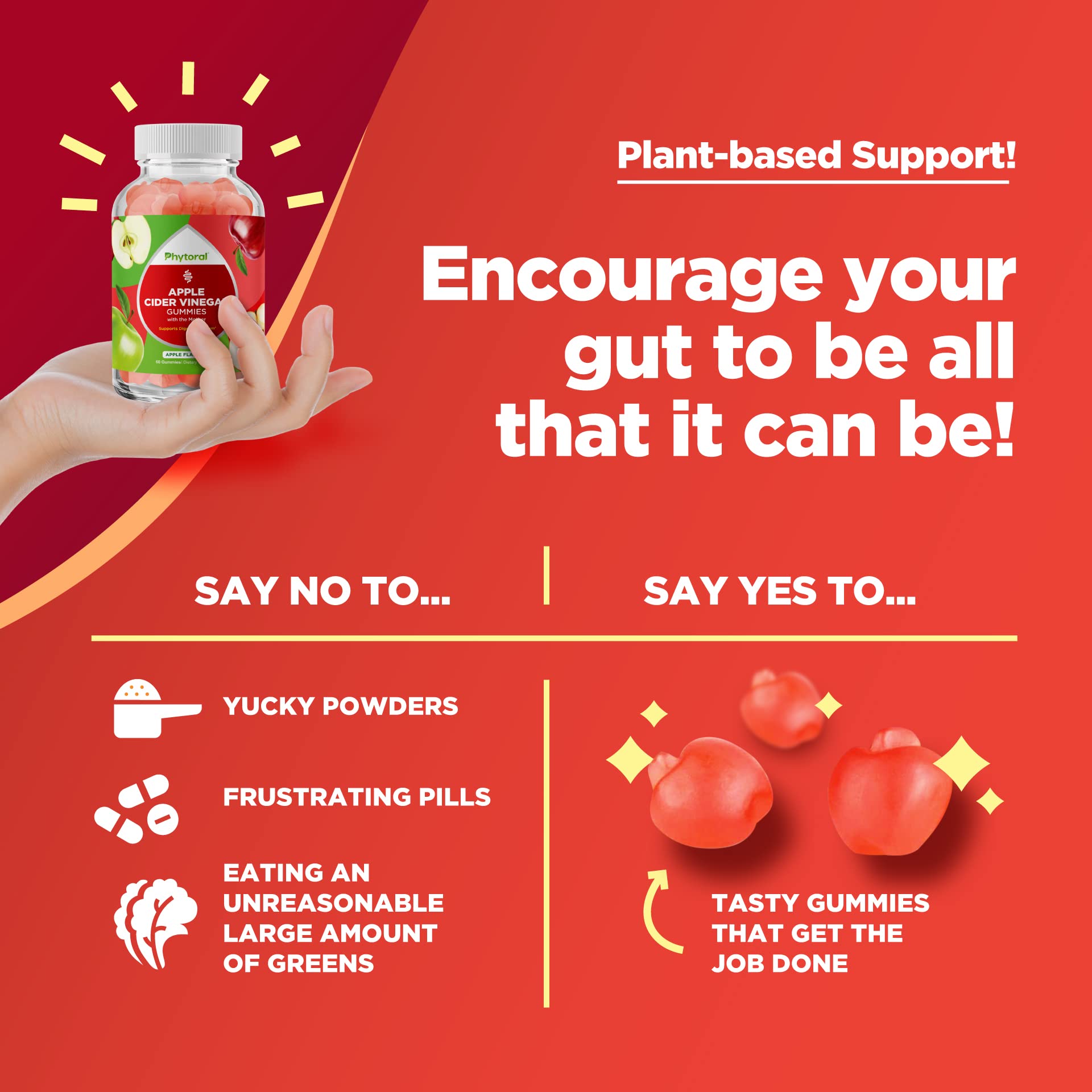 Phytoral ACV Gummies packaging reseal signals premium quality and GMP manufacturing.