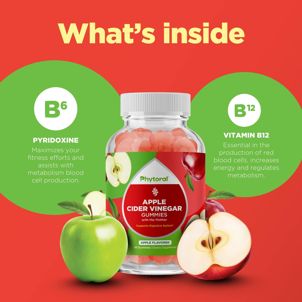 Phytoral ACV Gummies pour into glass for quick energy support.