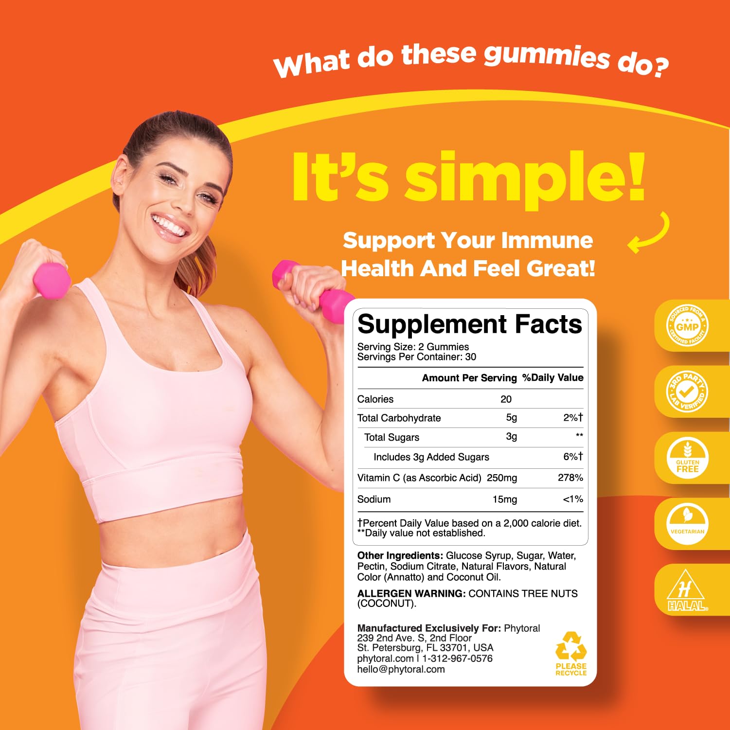 Phytoral Vitamin C Gummies for Immune Support for Adults