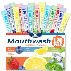 Five flavors of Phyyixs Mouthwash: Glacial Mint, Sweet Strawberry, Rich Blueberry, Fresh Green Tea, Zesty Lemon