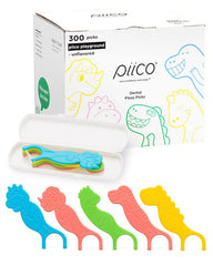 Piico kids floss picks with dinosaur design front view