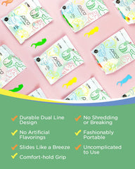 Unflavored floss for children in colorful packaging