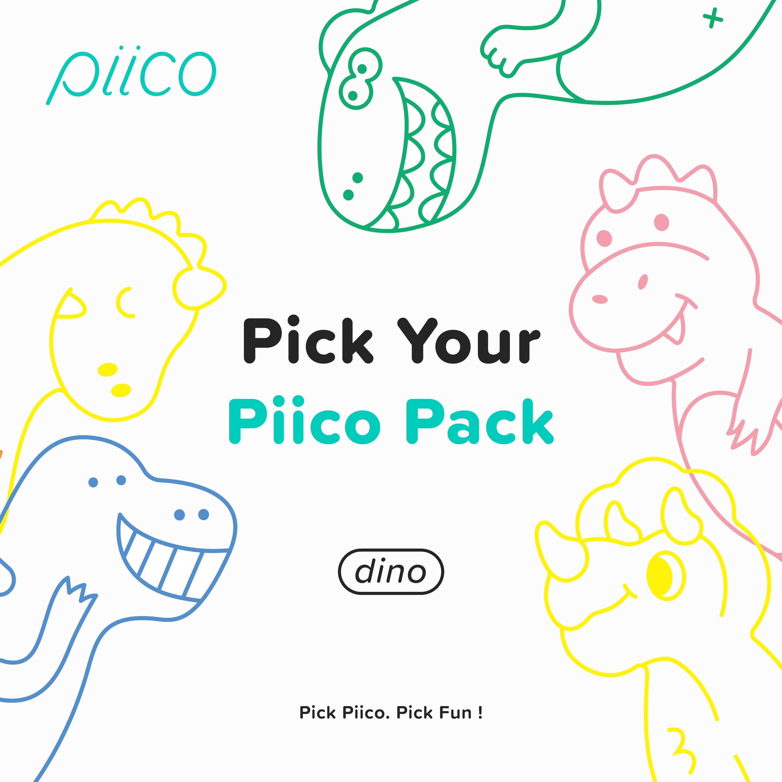 Kids using Piico floss picks with colorful dinosaur designs
