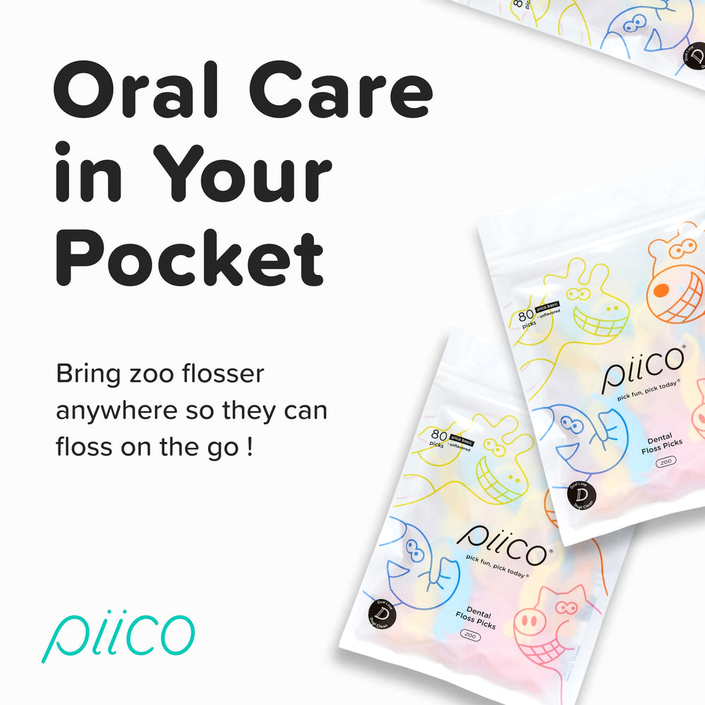 Piico kids floss with playful animal designs in hand