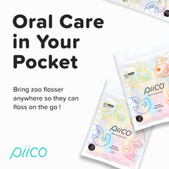 Piico kids floss with playful animal designs in hand