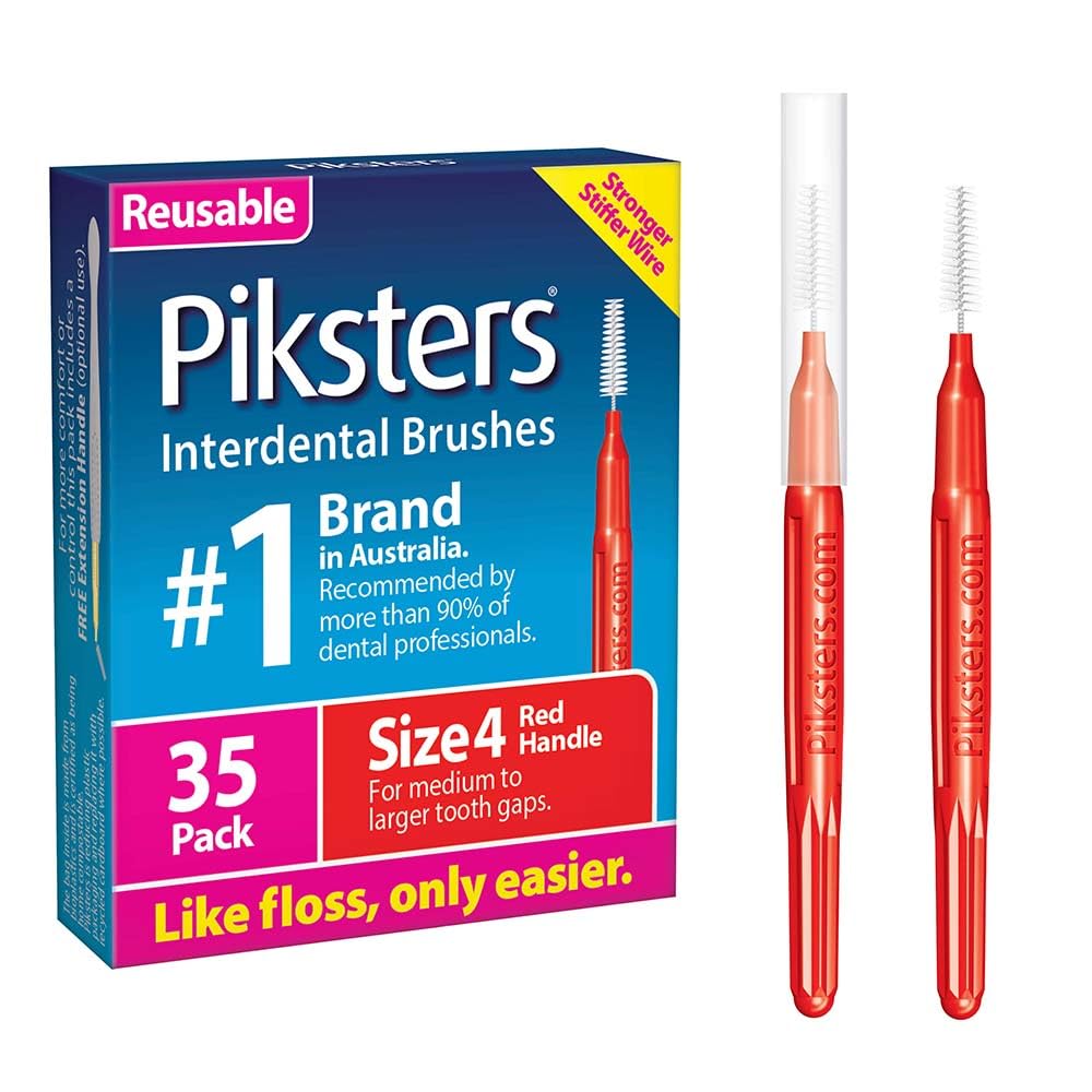 Front view of Piksters Interdental Brushes 35 pack Size 4