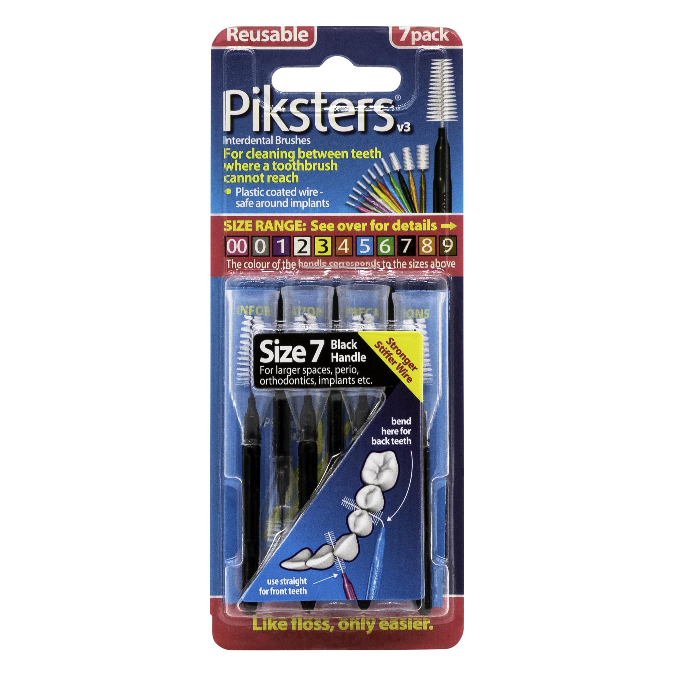 Piksters Interdental Brushes 7 Pack Size 7 Black
