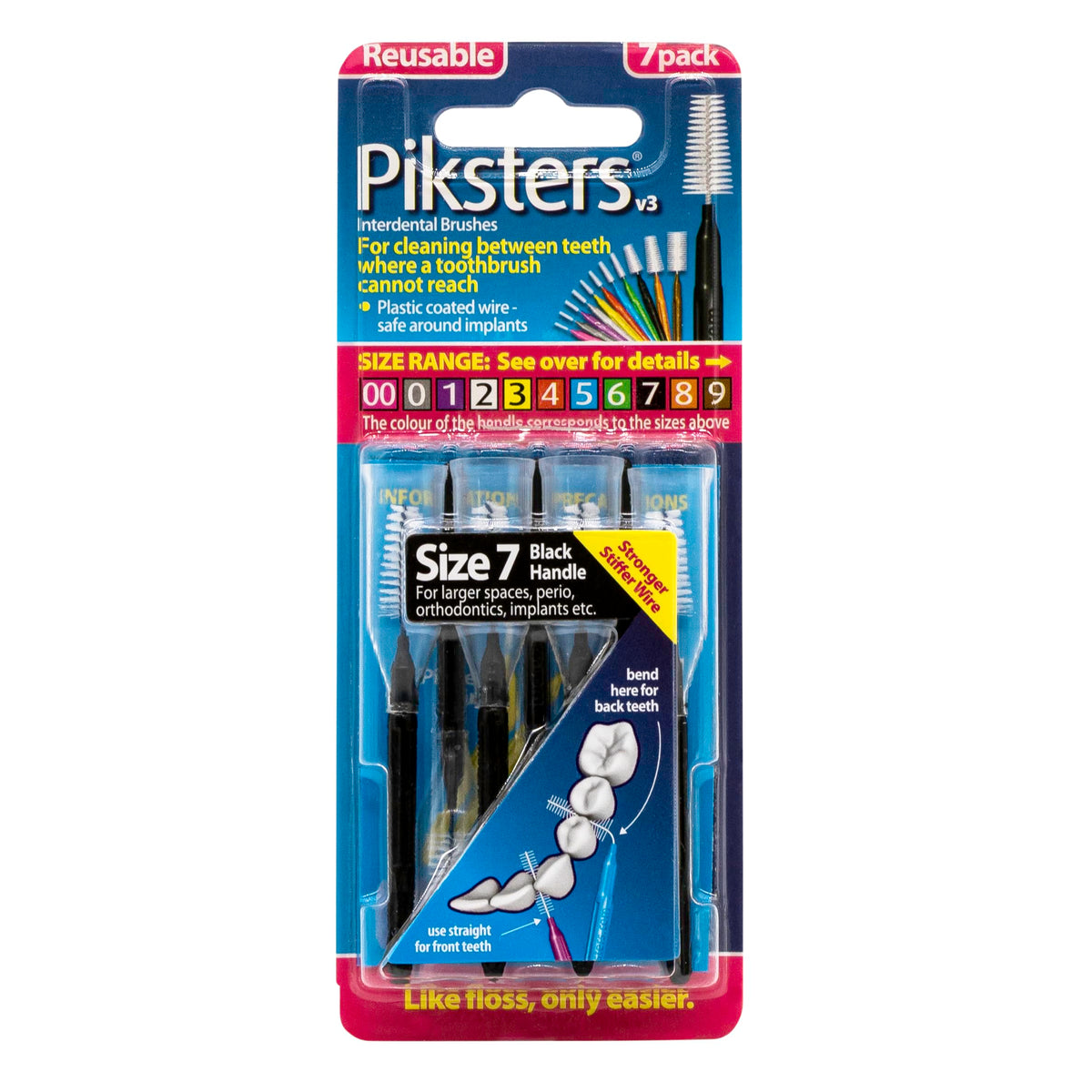 Piksters Interdental Brushes 7 Pack Size 7 Black