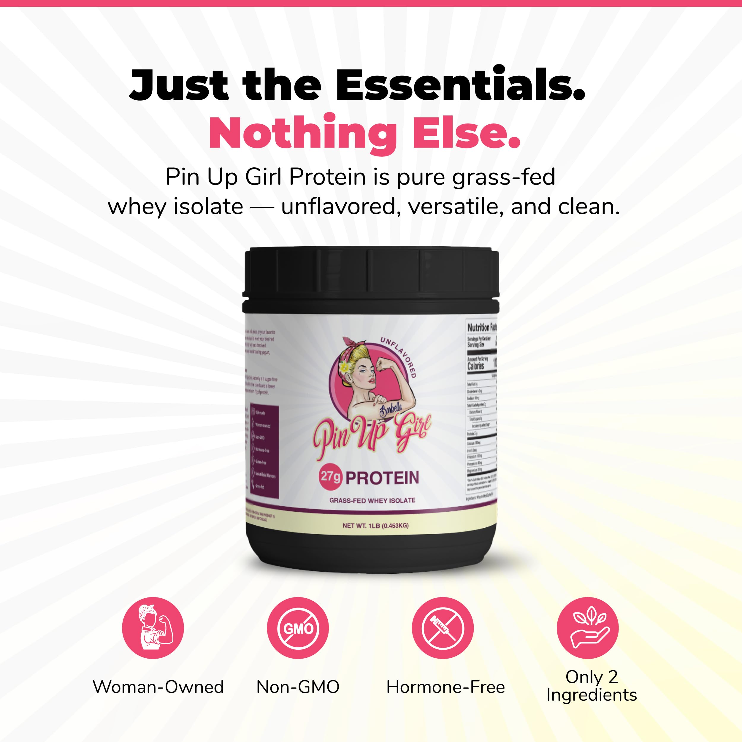 Ingredients close-up showing ultra-refined whey isolate
