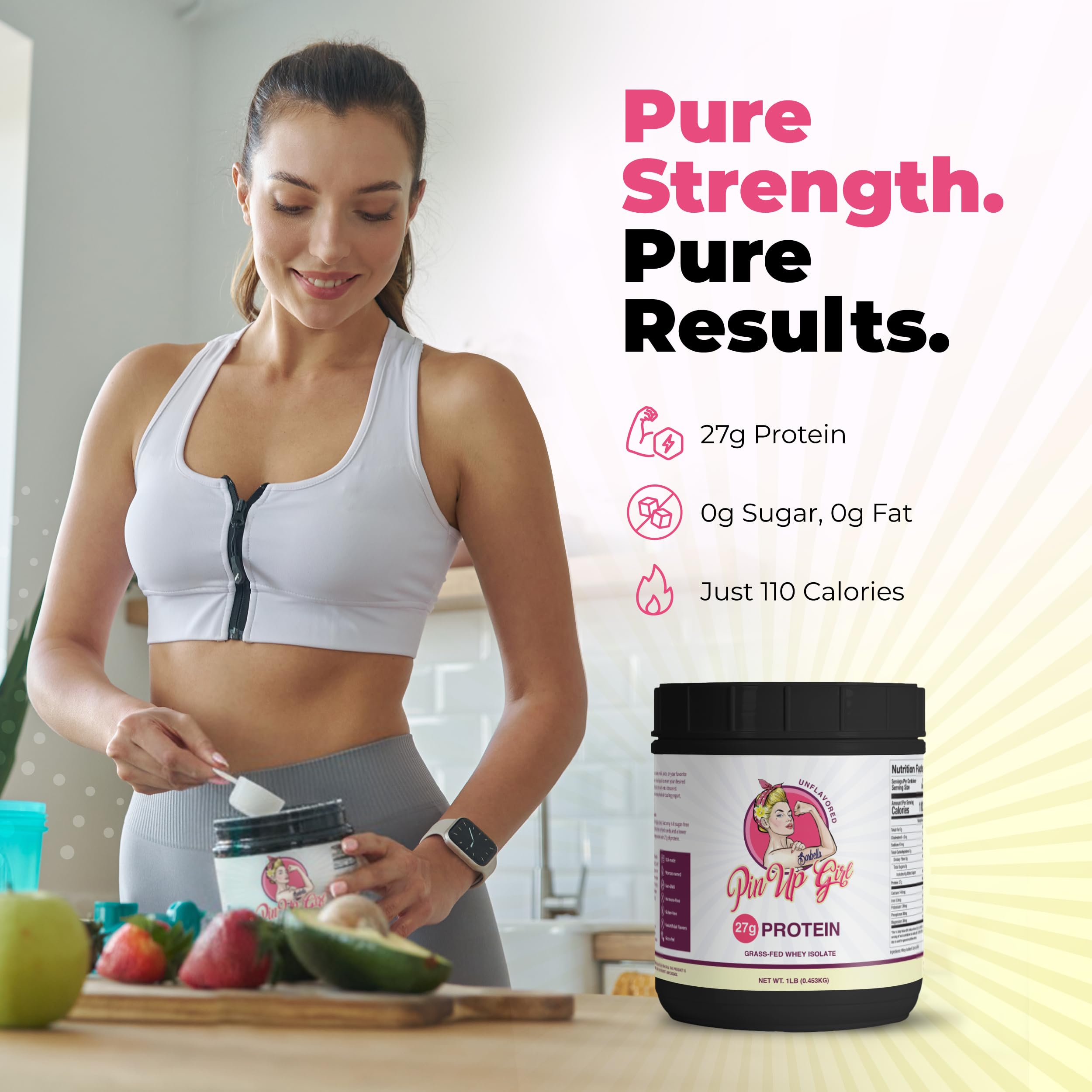 Packaging for Pin Up Girl Whey Protein Isolate Powder 16 oz