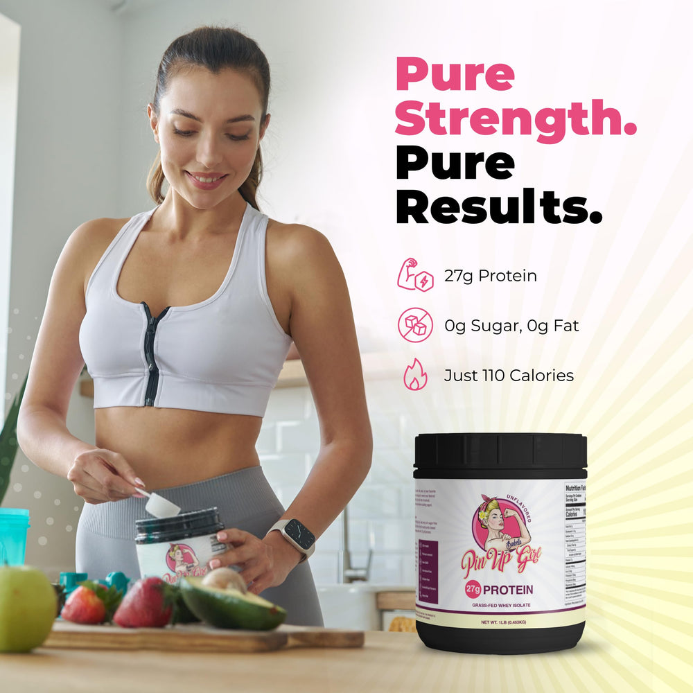 Packaging for Pin Up Girl Whey Protein Isolate Powder 16 oz
