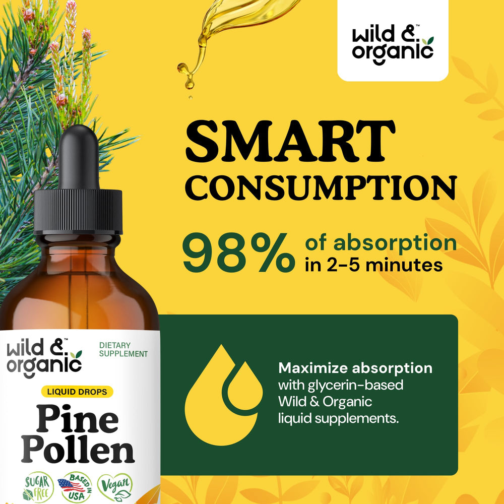 Close-up of 600 mg pine pollen extract per serving