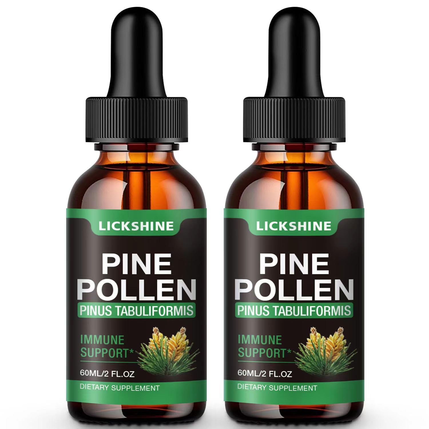 2 Pack Pine Pollen Tincture bottles with dropper - 4 Fl Oz each