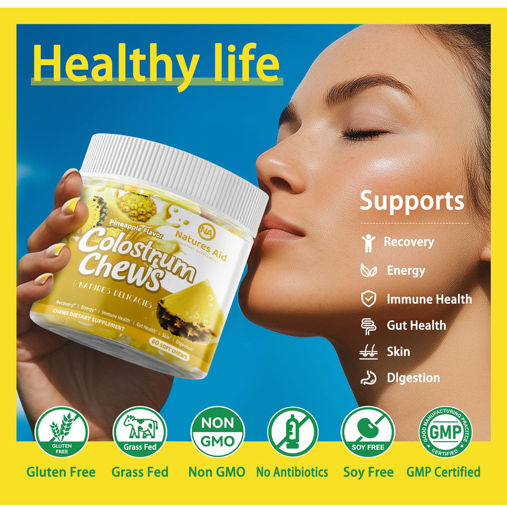 Pineapple-flavored colostrum chews packaging