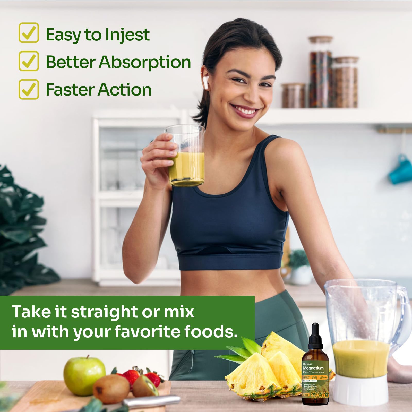 Pineapple flavor with natural ingredients and vitamin C imagery.