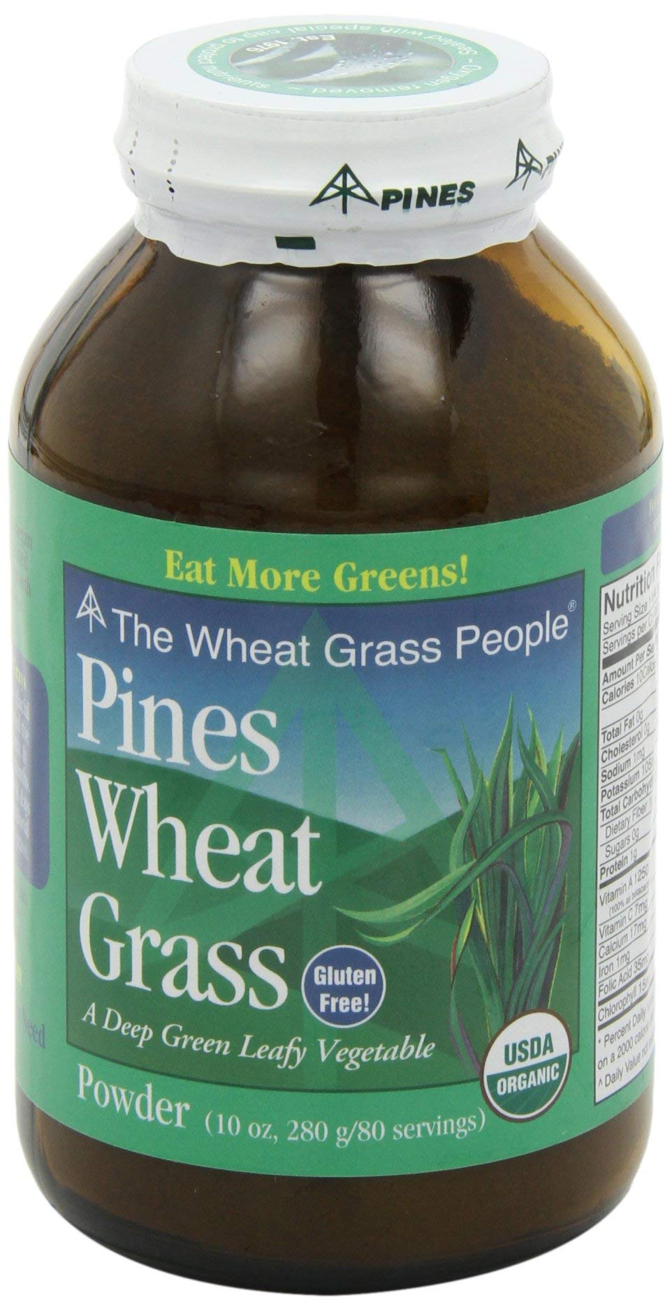 Pines Wheat Grass Powder organic certification and sustainable sourcing highlighted