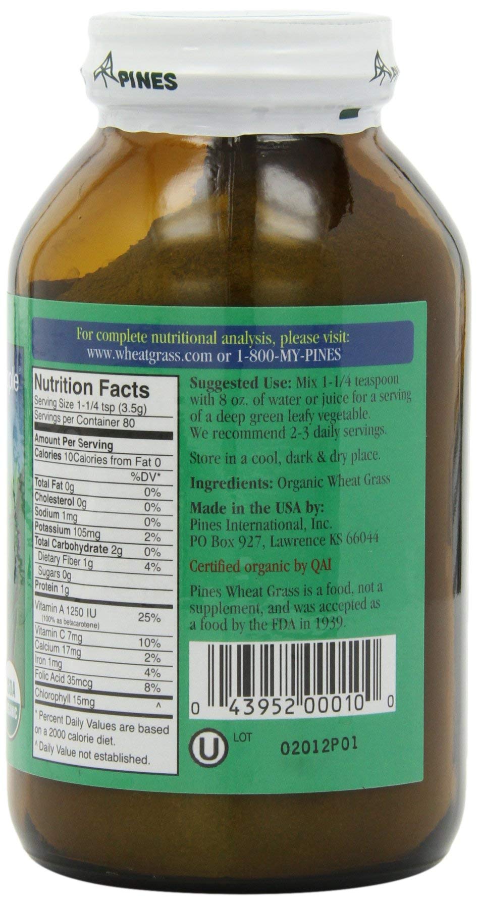 Pines Wheat Grass Powder scoop ready to measure for smoothies