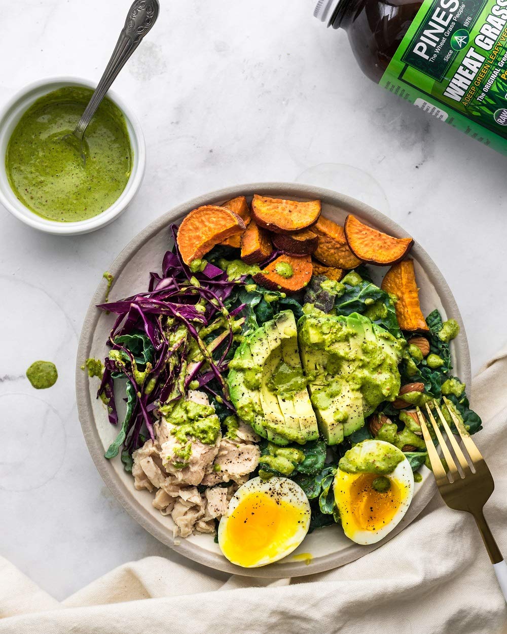 Pines Wheat Grass Tablets packaging with USDA Organic label for purity