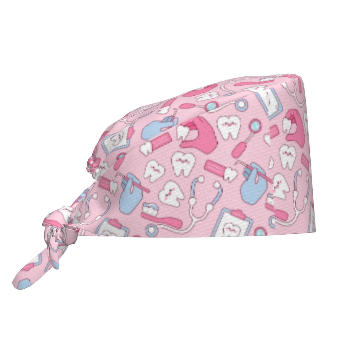 Front view of pink adjustable scrub cap