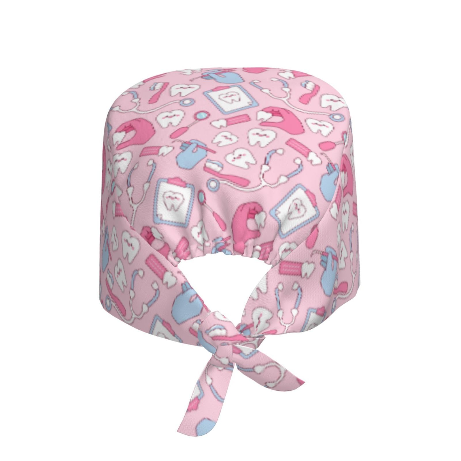 Side view of pink adjustable scrub cap