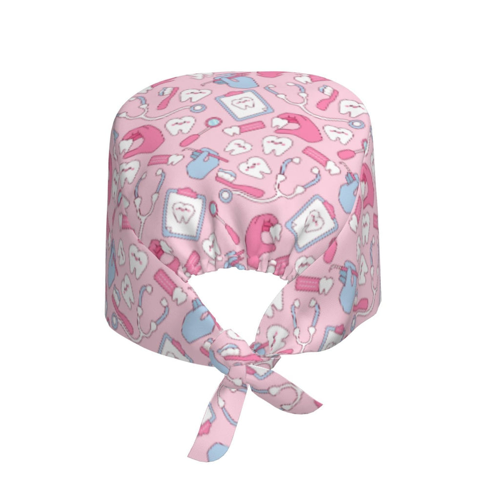 Side view of pink adjustable scrub cap