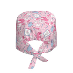 Side view of pink adjustable scrub cap