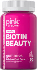 PINK Biotin Gummies for Women bottle front view