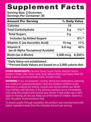 Close-up of pink biotin gummies with fruit flavor